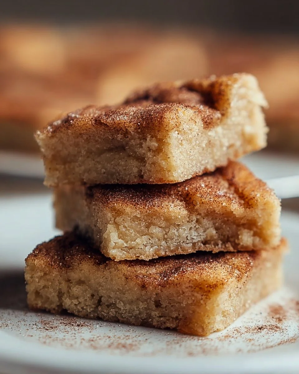 Delicious Cinnamon Sugar Blondies with a sprinkle of cinnamon sugar on top