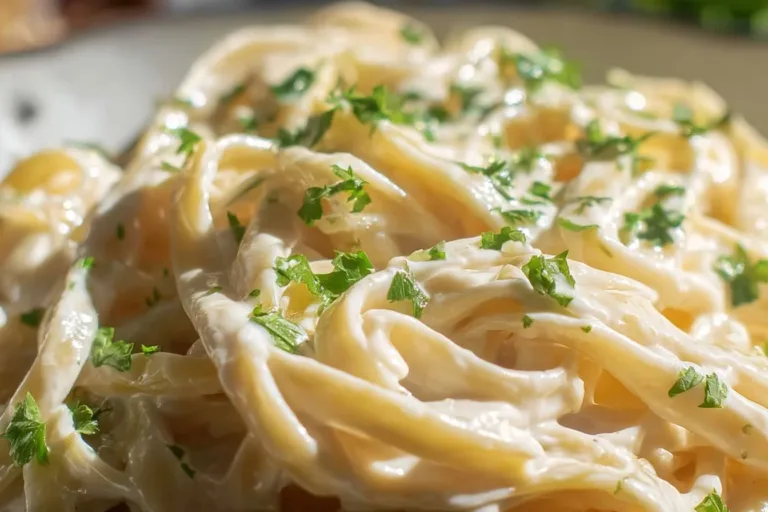 Creamy Cottage Cheese Alfredo sauce blended for a healthy pasta dish
