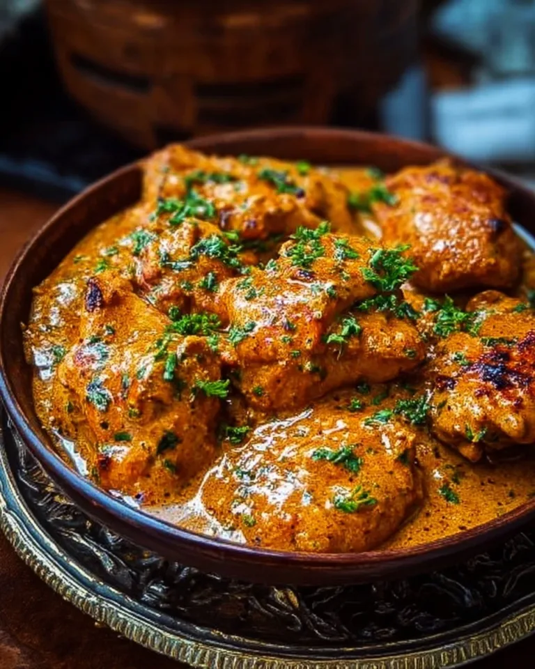 Delicious Cowboy Butter Chicken dish garnished and ready to serve.
