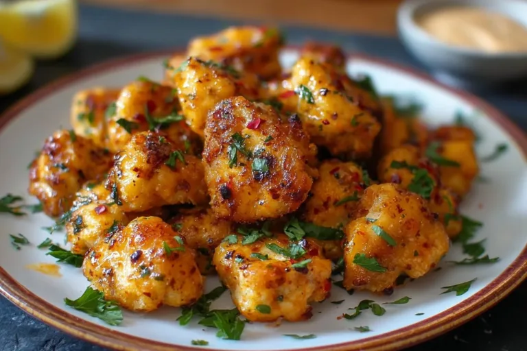 Delicious Cowboy Butter Chicken Bites served on a plate for a tasty snack.