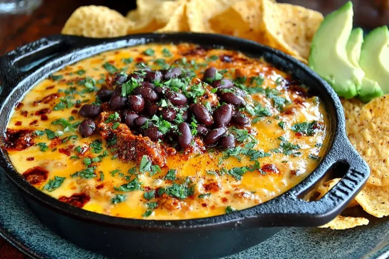 Delicious Cowboy Cheese Dip served in a bowl with tortilla chips