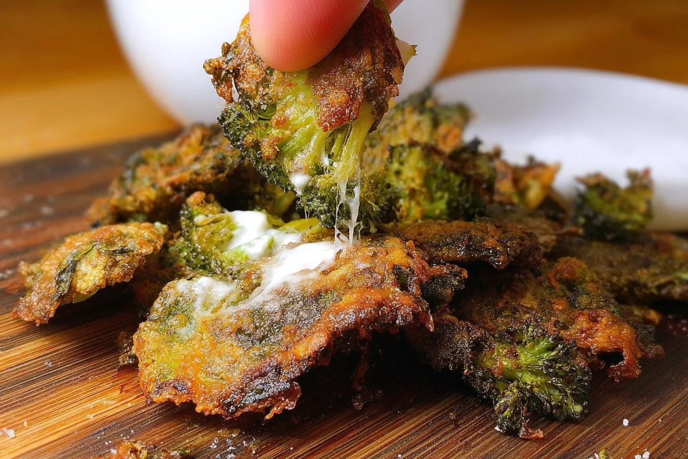 Bowl of crispy smashed broccoli chips, a tasty and healthy snack option