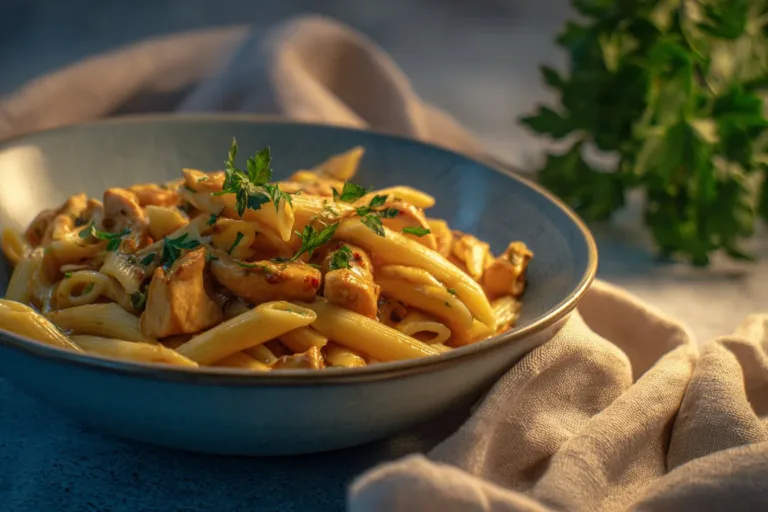 Creamy Cajun Chicken Pasta cooked in a crock pot for a flavorful dinner.