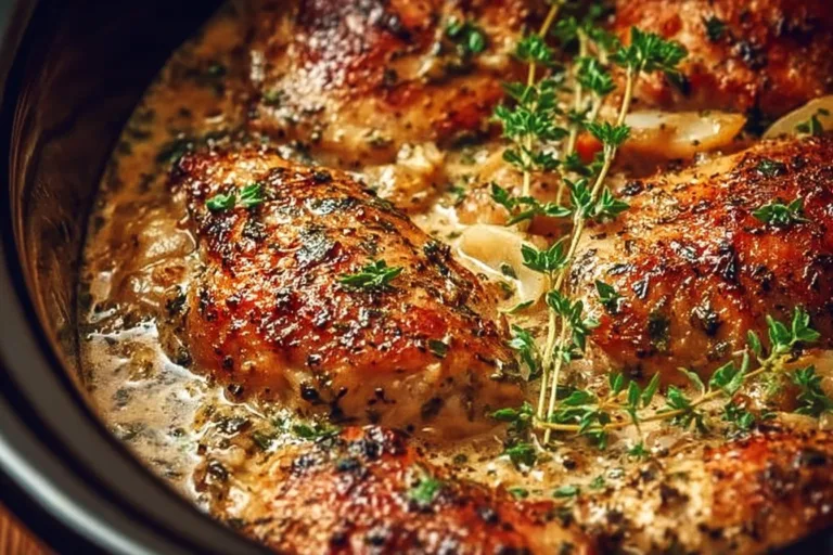 Crock Pot Marry Me Chicken recipe with creamy sauce and herbs