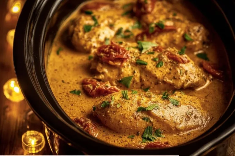 Delicious Crock Pot Marry Me Chicken with creamy sauce and herbs