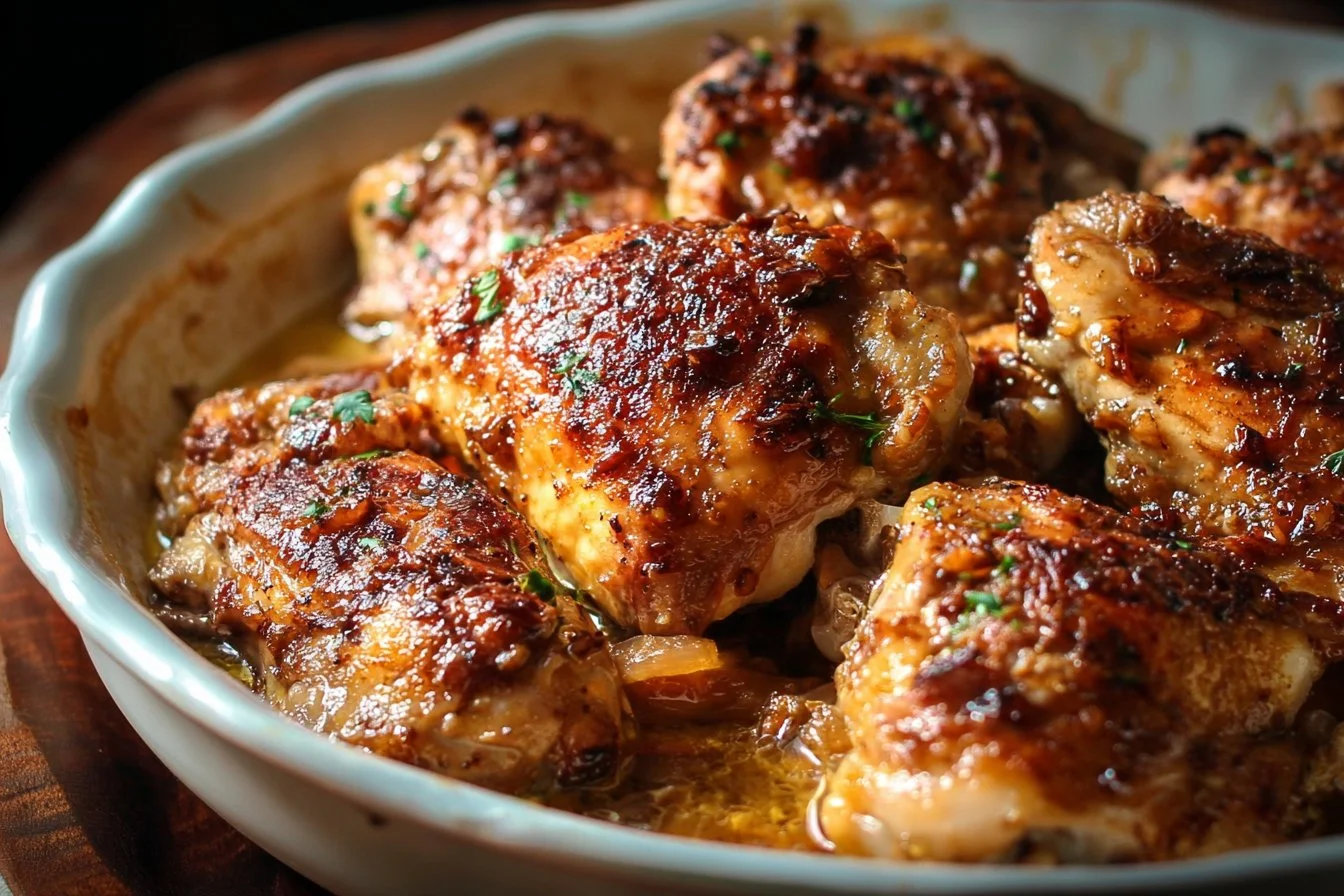 Crock Pot Marry Me Chicken served with herbs and creamy sauce