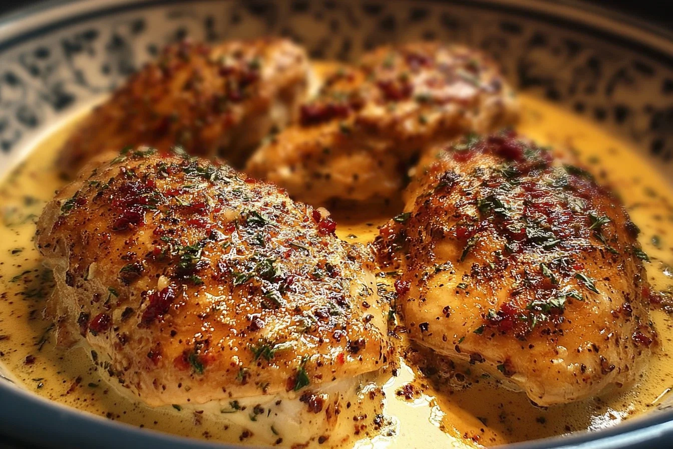 Delicious Crock Pot Marry Me Chicken served with creamy sauce and herbs