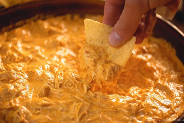 Creamy Crockpot Buffalo Chicken Dip served with crackers