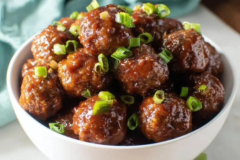 Delicious crockpot honey garlic meatballs served on a platter