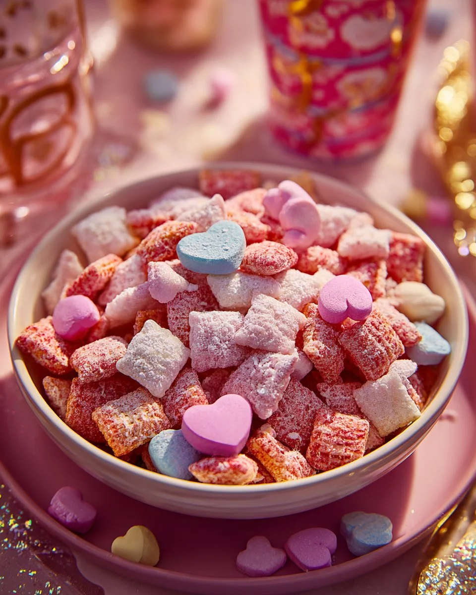 Cupid Puppy Chow treats for dogs with heart-shaped ingredients