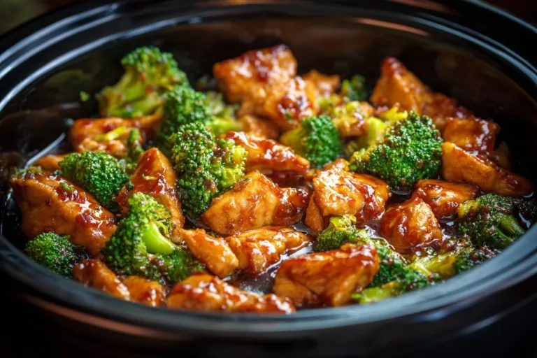 Delicious crockpot teriyaki chicken served with rice and vegetables