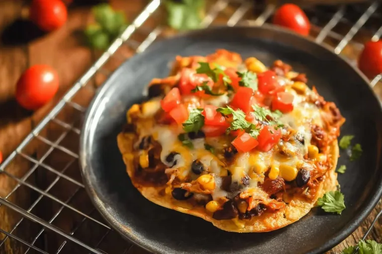 Delicious easy chicken tostadas topped with fresh ingredients