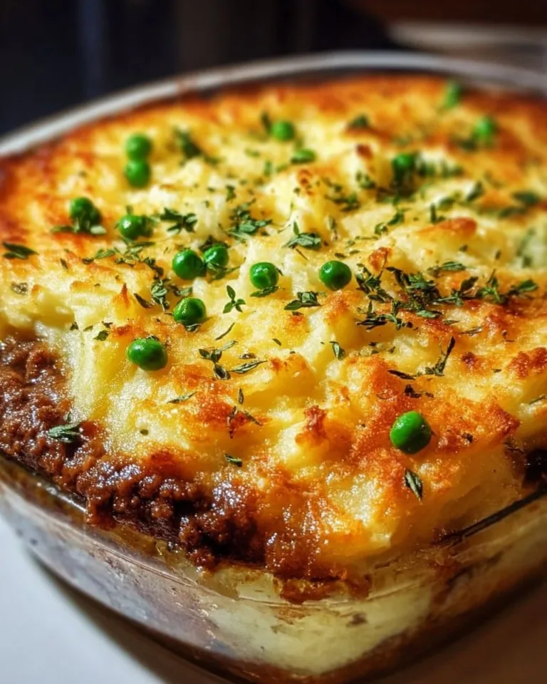 Easy Shepherd's Pie casserole with layers of meat and mashed potatoes