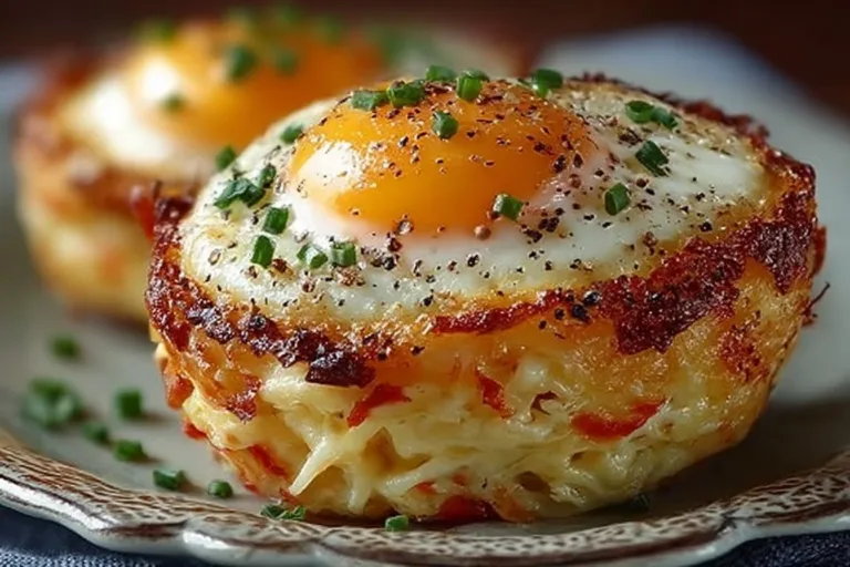 Delicious Eggs Napoleon topped with hollandaise sauce and garnished.