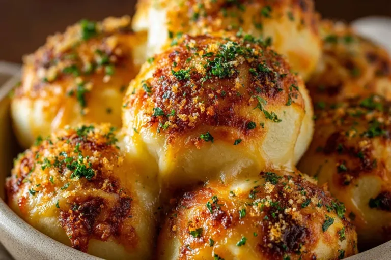 Garlic Parmesan Cheeseburger Bombs ready to enjoy at a party