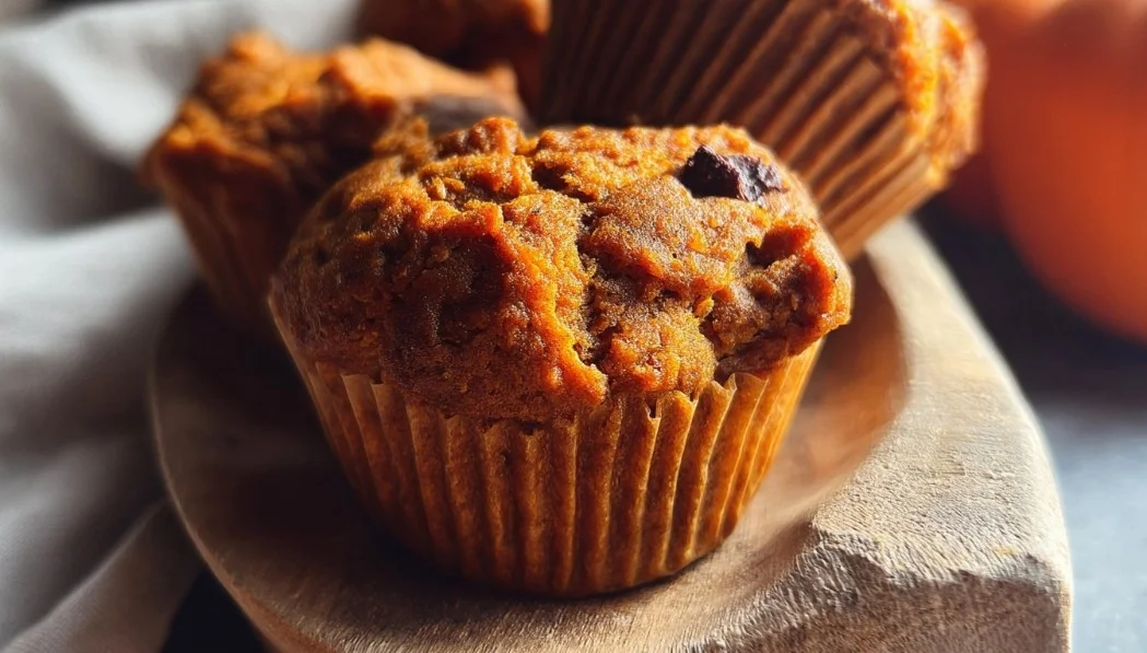 Delicious gluten-free pumpkin muffins on a plate, perfect for fall baking.