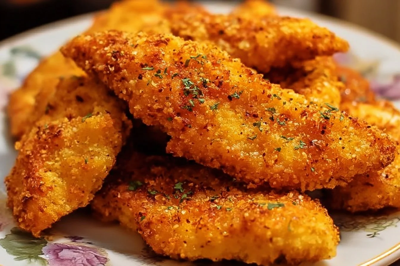 Homemade baked chicken tenders served with dipping sauce