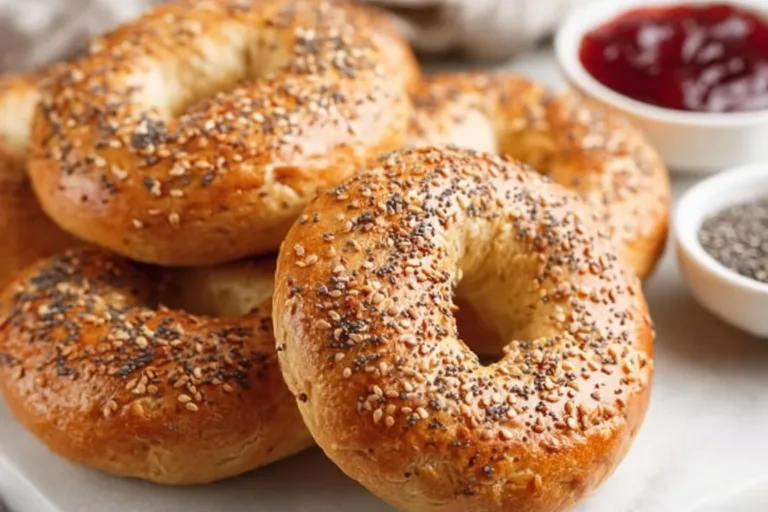 Homemade protein bagels served with toppings for a nutritious breakfast