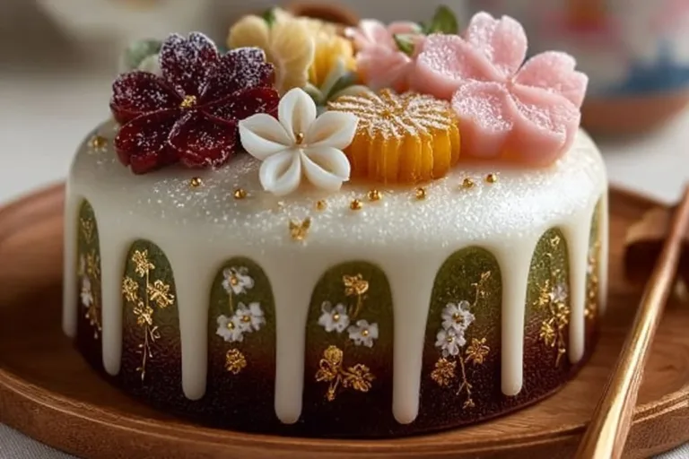 A beautifully decorated bento cake showcasing layers and vibrant colors.