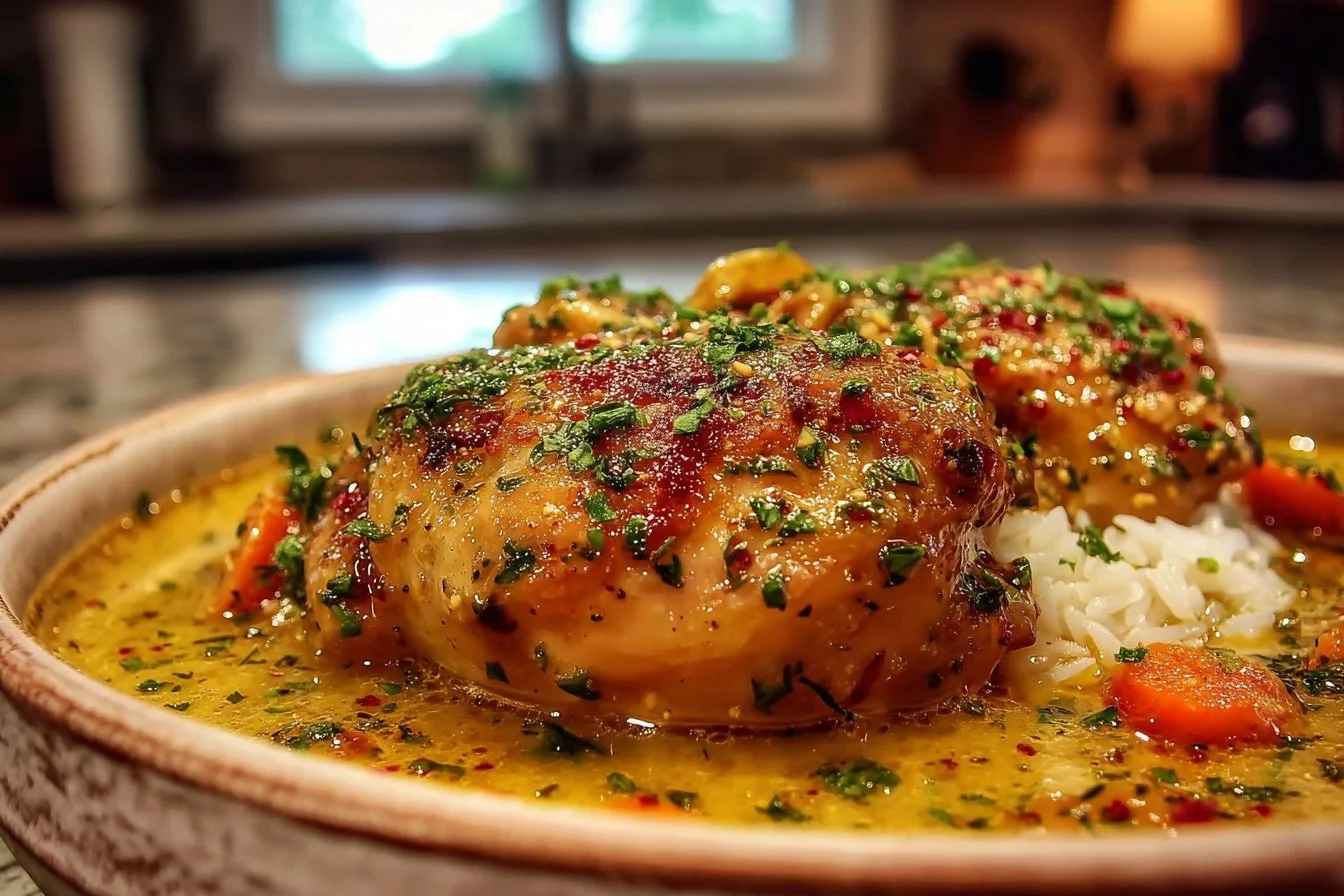 Delicious Crock Pot Marry Me Chicken served on a plate with herbs