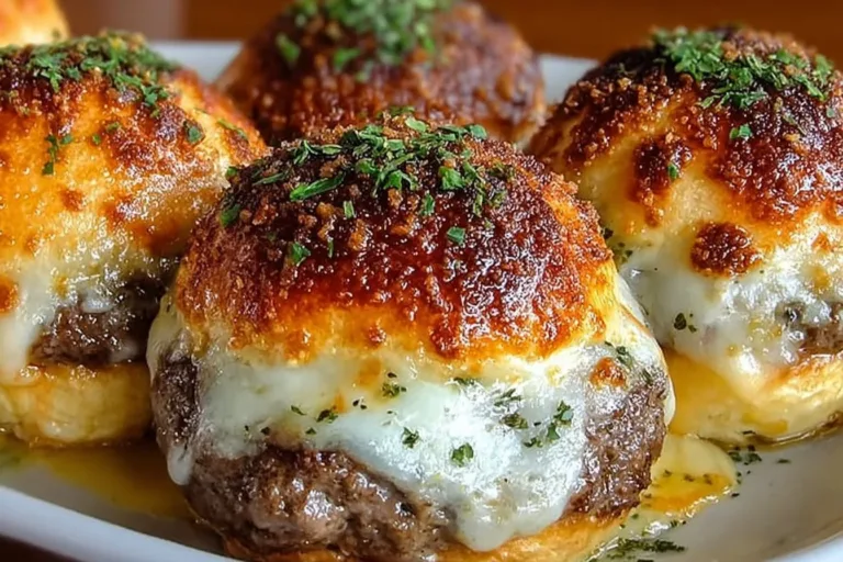 Delicious garlic parmesan cheeseburger bombs served on a plate