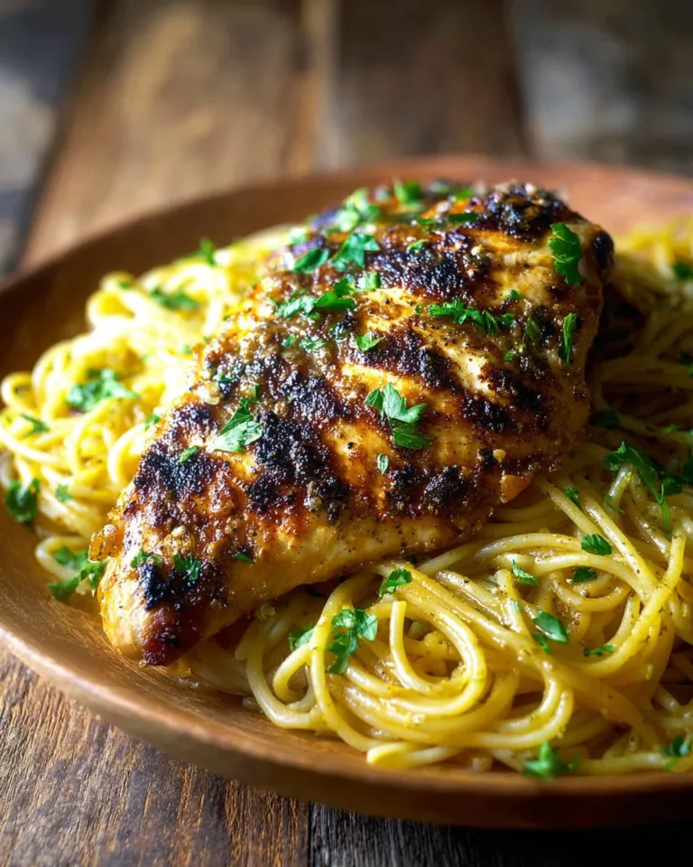 Plate of Cowboy Butter Chicken Linguine with fresh herbs and spices