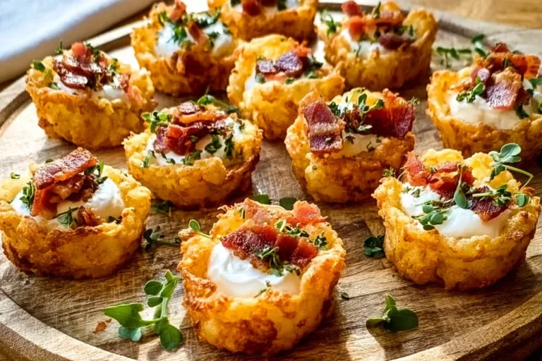 Delicious loaded tater tots topped with cheese, bacon, and green onions