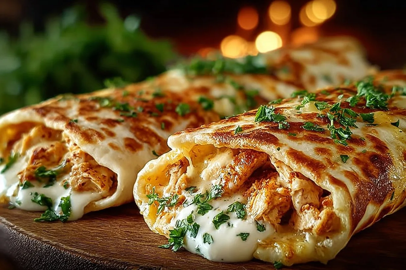 Cheesy Chicken Garlic Wraps