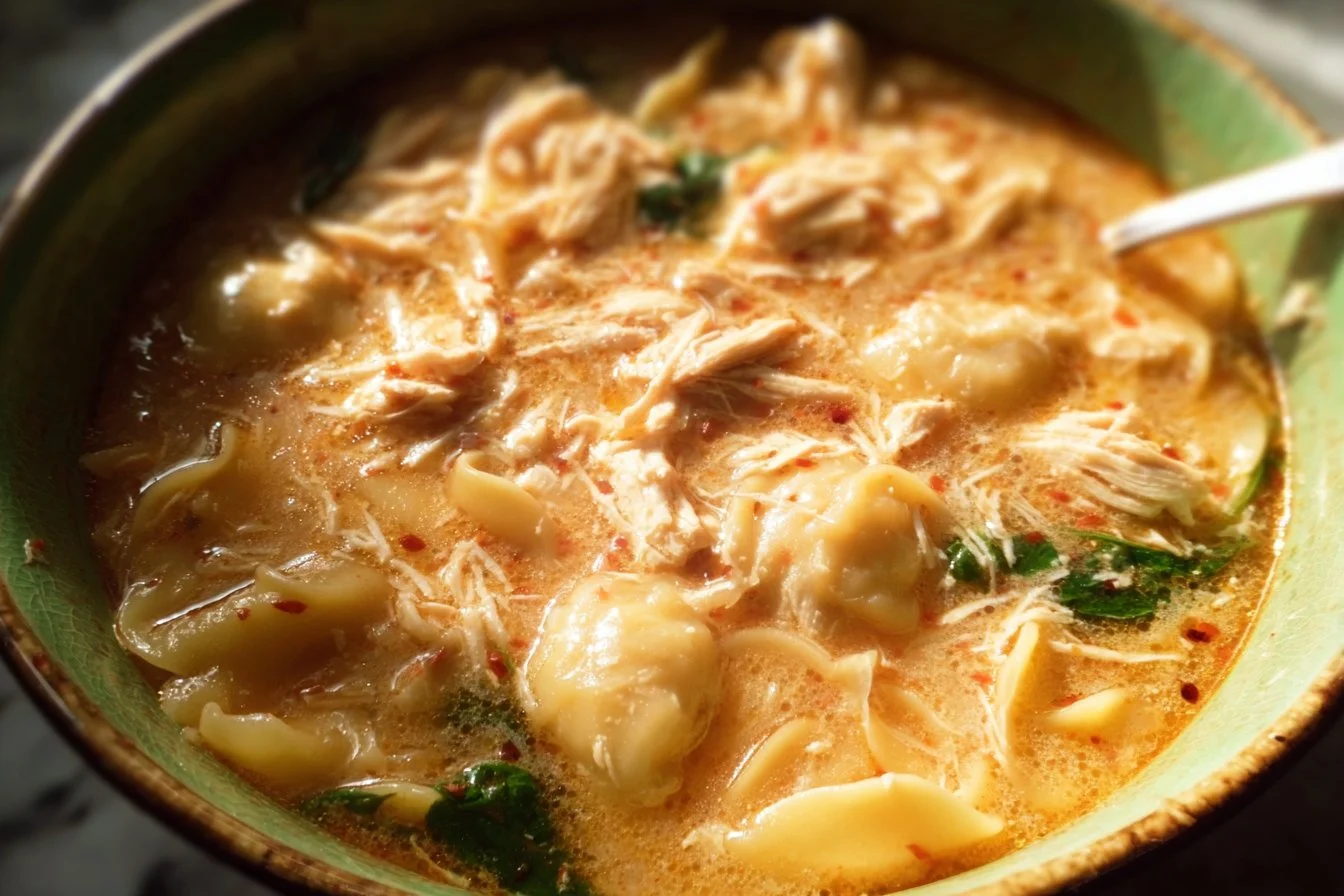 A bowl of Marry Me Chicken Soup topped with fresh herbs