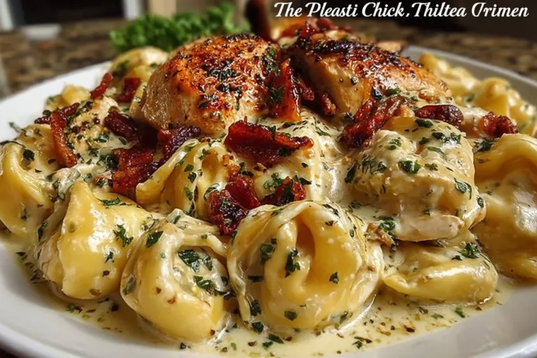 Delicious Marry Me Chicken Tortellini served in a creamy sauce with herbs