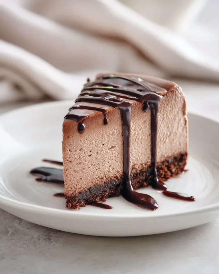 Delicious slice of Mocha Cheesecake topped with chocolate and coffee