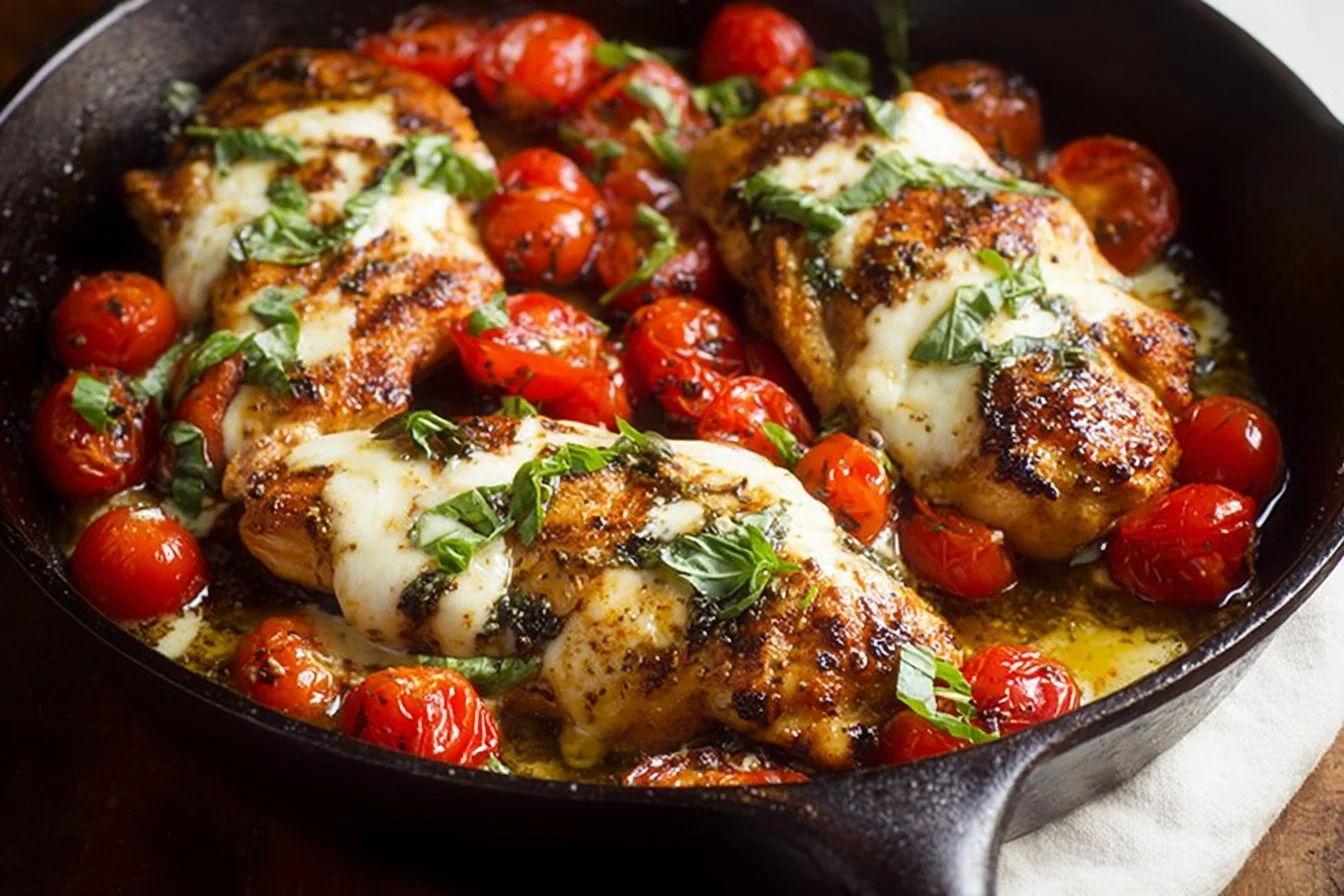 Delicious One Pan Balsamic Chicken served with vegetables