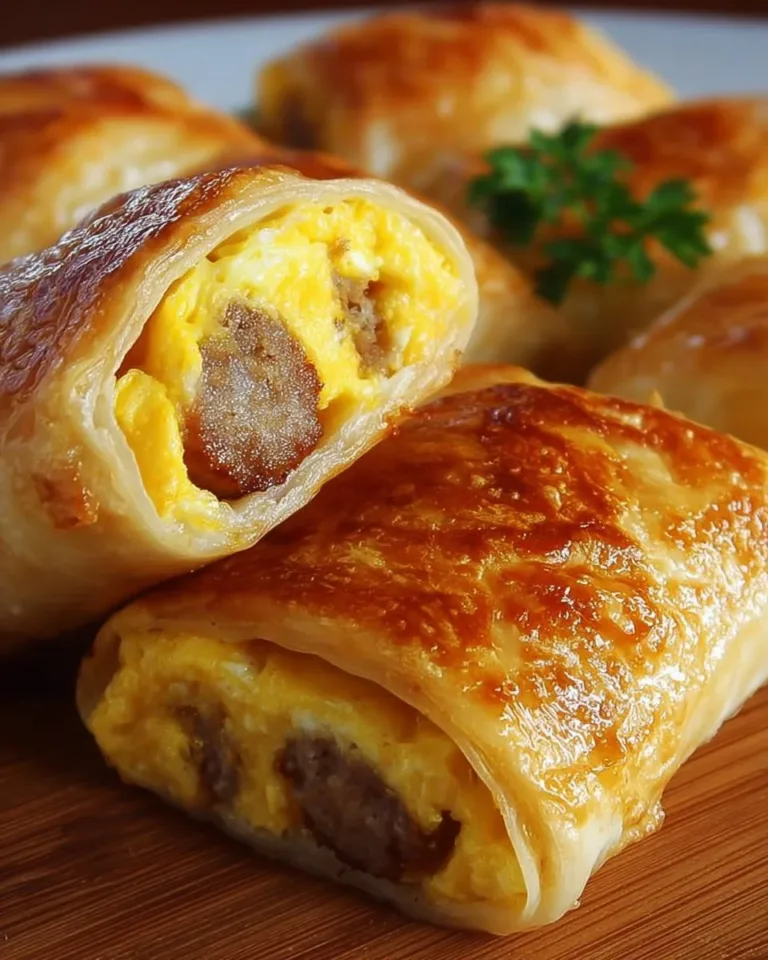 Delicious sausage egg breakfast roll-ups ready to be served for a quick morning meal