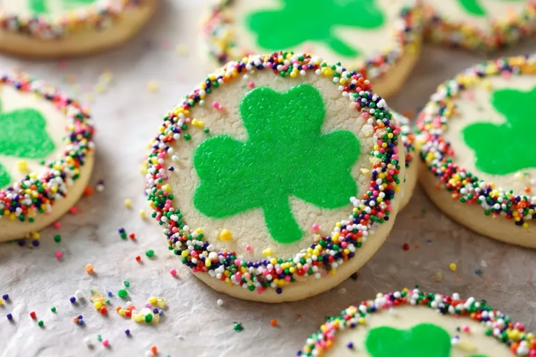 Shamrock-shaped cookies decorated for St. Patrick's Day