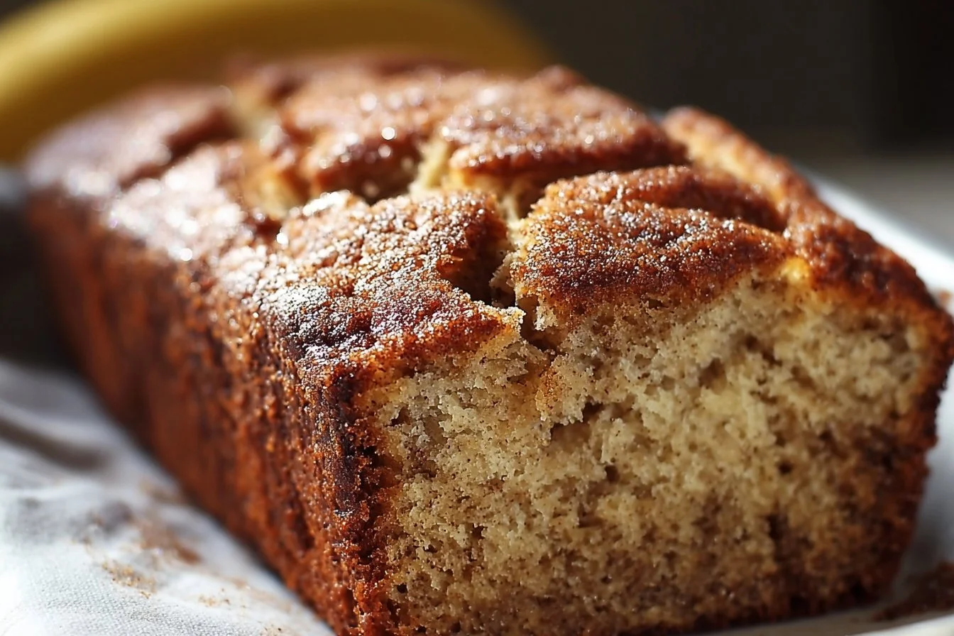 Delicious snickerdoodle banana bread with cinnamon and banana flavors