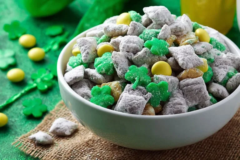 Colorful St. Patrick's Day Lucky Chow treat in a festive bowl.