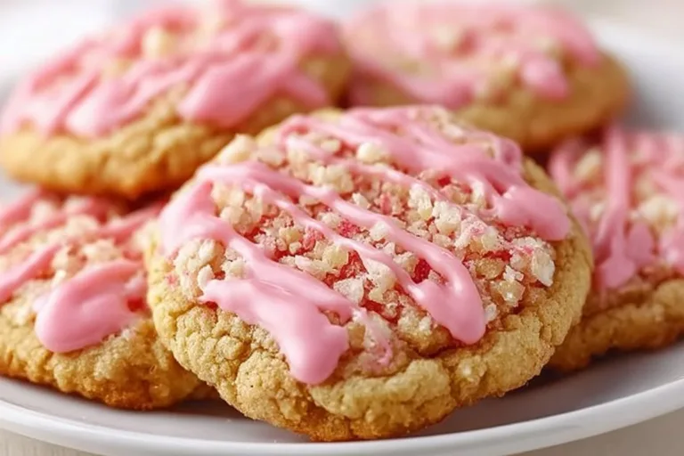 Delicious Strawberry Crunch Cookies with a sweet and crunchy texture.