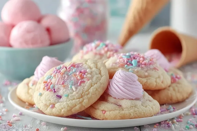 Tray of freshly baked Strawberry Kiss Cookies with strawberry filling