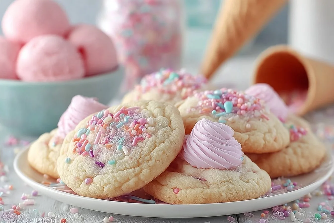 Tray of freshly baked Strawberry Kiss Cookies with strawberry filling