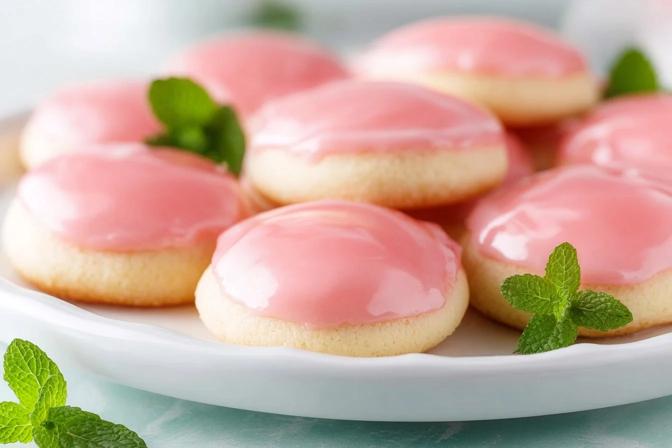 Delicious homemade Strawberry Lemonade Melt Away Cookies on a plate