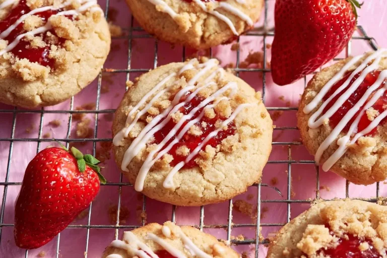 Delicious Strawberry Shortcake Cookies with fresh strawberries and whipped cream topping.