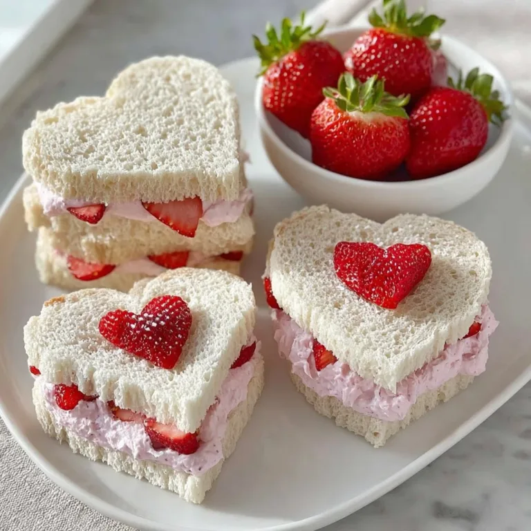 Delicious strawberry tea sandwiches served on a platter