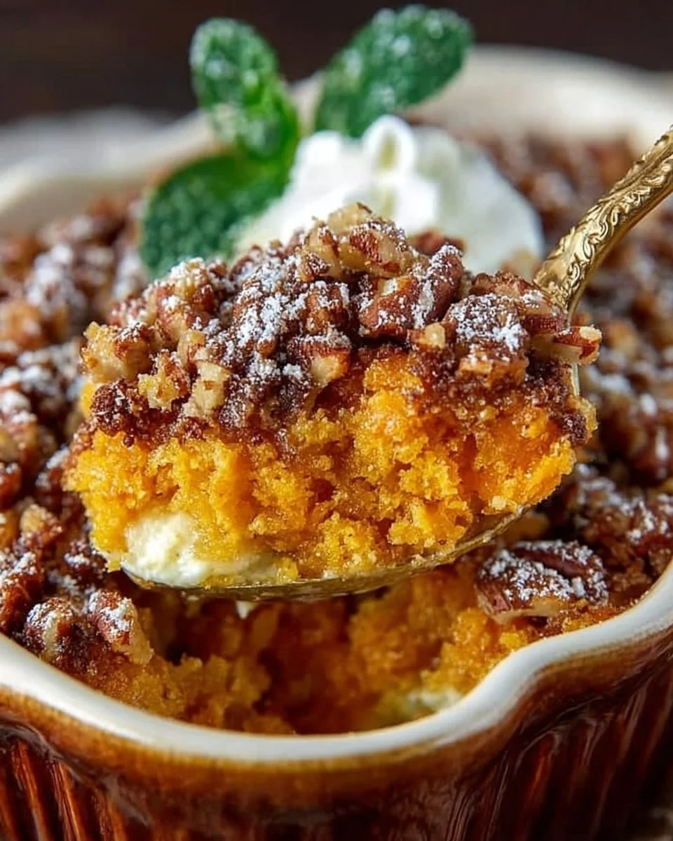 Delicious homemade Sweet Potato Casserole topped with marshmallows and pecans