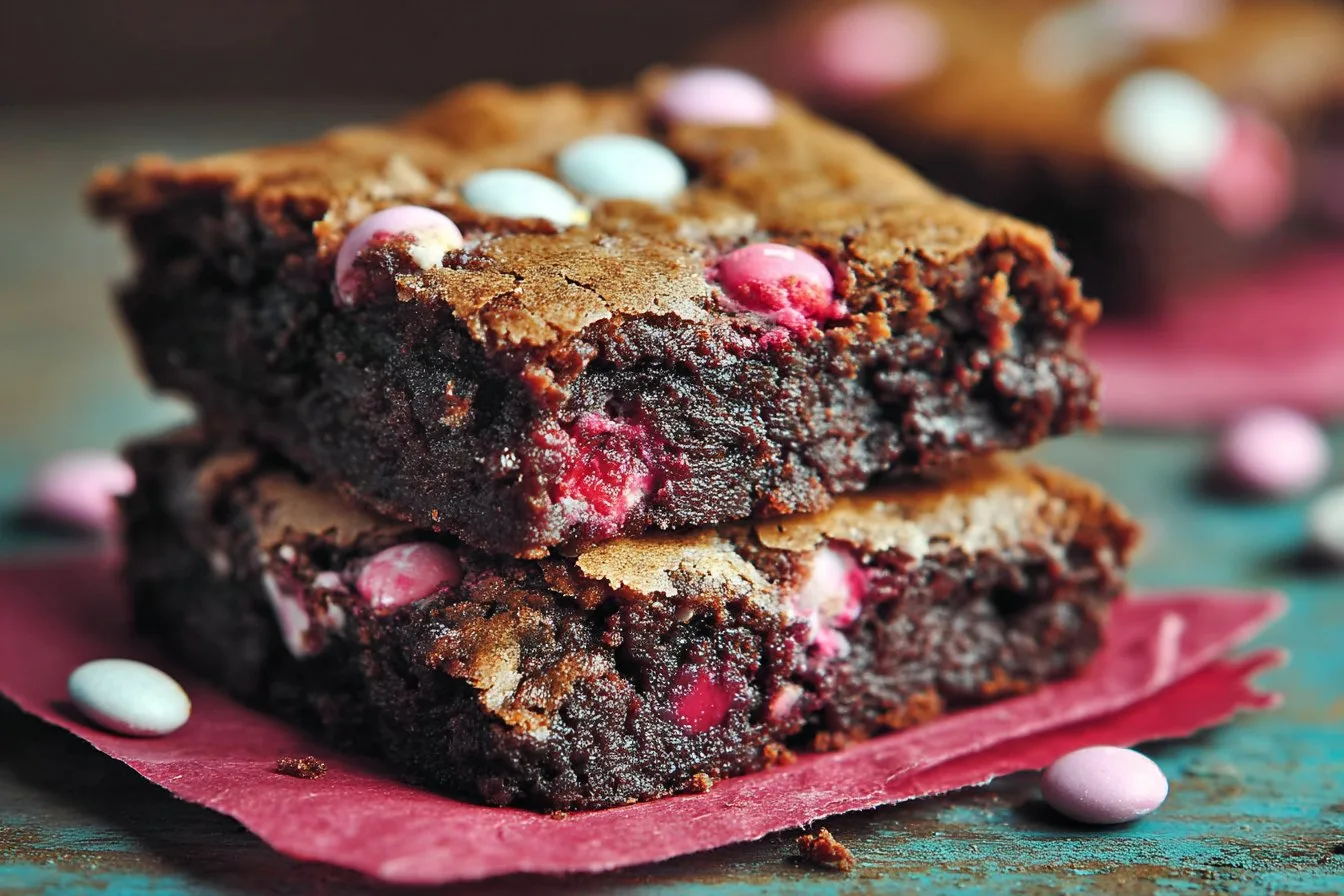 M&M Brownies for Valentine's Day