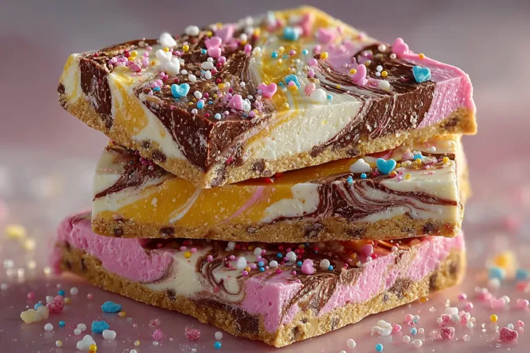 Delicious Valentine's chocolate bark decorated with heart shapes