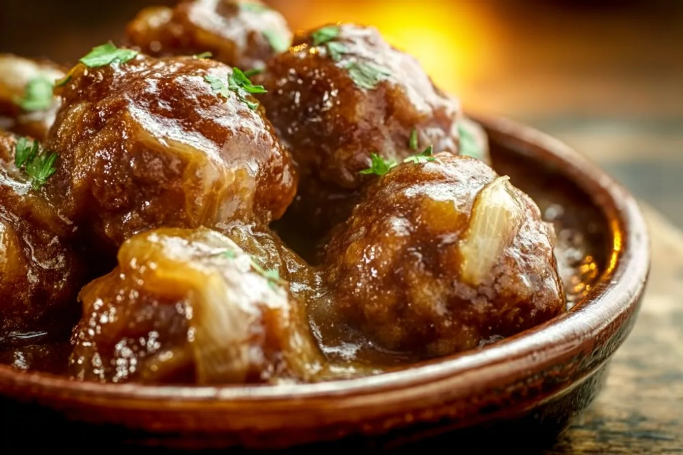 Crockpot French Onion Meatballs