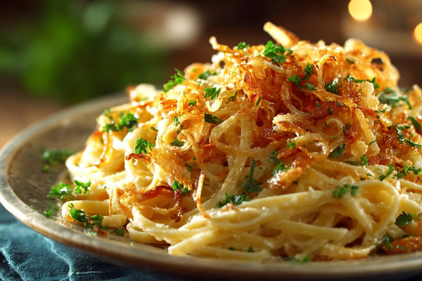 French Onion Chicken Orzo Casserole