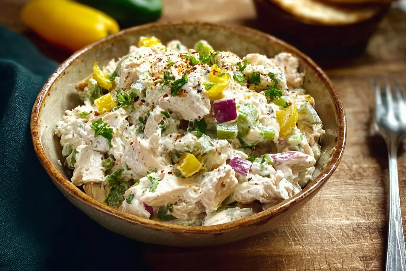 Cottage Cheese Chicken Salad with Banana Peppers