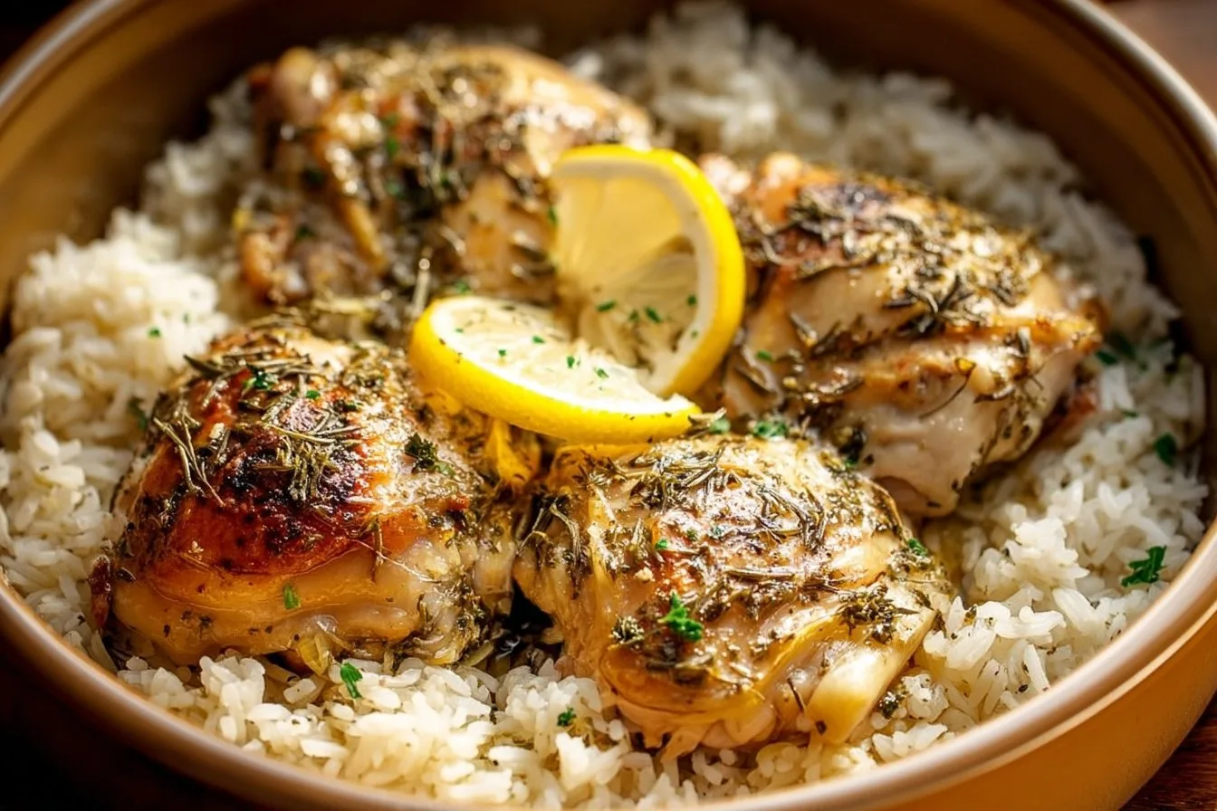 Slow Cooker Lemon Herb Chicken with Fluffy Rice