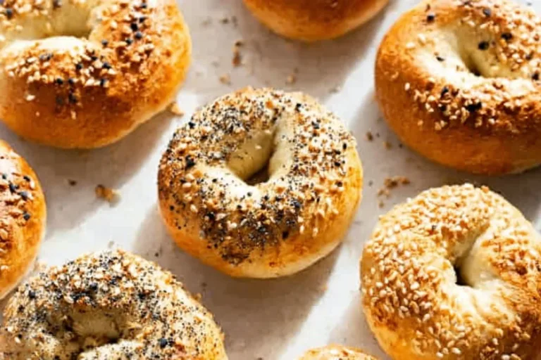 Freshly baked air fryer bagels made with just 3 ingredients